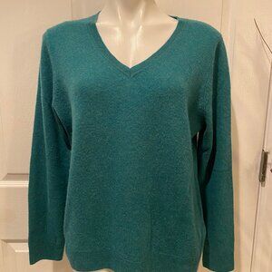 Tahari Teal V-Neck Sweater